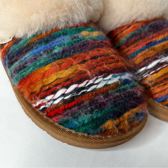 BIOTIME Shearling Fur Juarez Southwestern Multicolour Wool Cozy Slide Slipper 9 - Picture 2 of 16